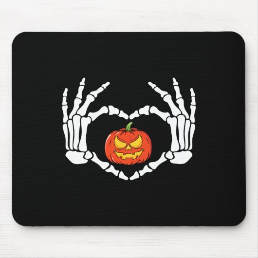 Skeleton Hands Heart Sign Retro Halloween Costuum Muismat (Voorkant)