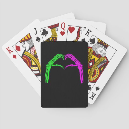 Skeleton Hands Heart Sign Retro Halloween Costuum Pokerkaarten (Achterkant)