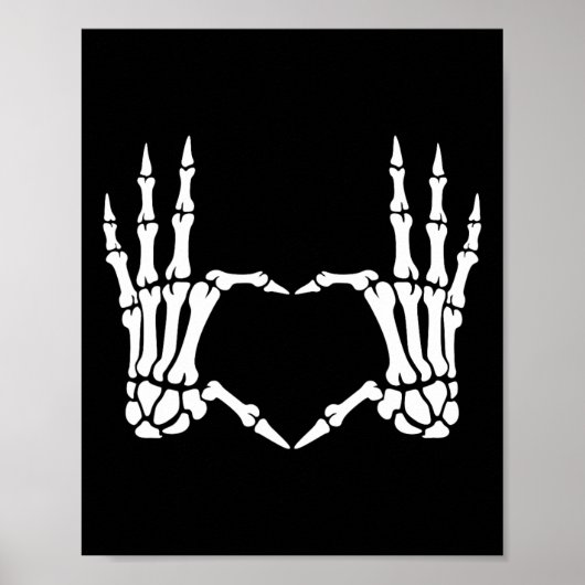 Skeleton Hands Heart Sign Retro Halloween Costuum Poster (Voorkant)