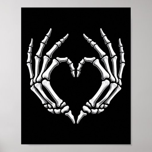 Skeleton Hands Heart Sign Retro Halloween Costuum Poster (Voorkant)