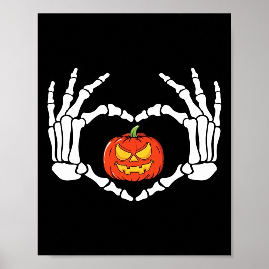 Skeleton Hands Heart Sign Retro Halloween Costuum Poster (Voorkant)