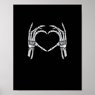 Skeleton Hands Heart Sign Retro Halloween Costuum Poster