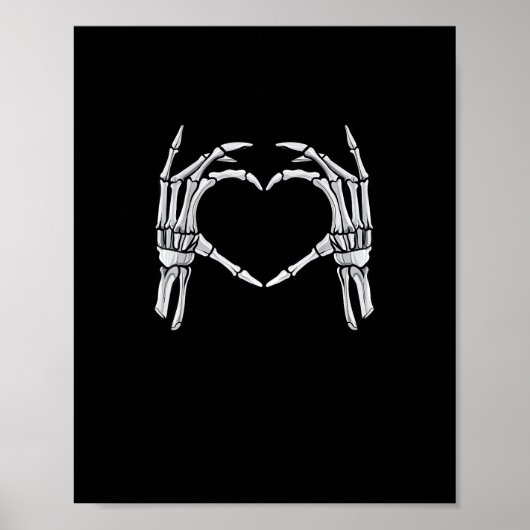 Skeleton Hands Heart Sign Retro Halloween Costuum Poster (Voorkant)