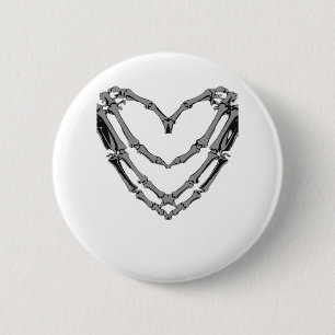 Skeleton Hands Heart Sign Retro Halloween Costuum Ronde Button 5,7 Cm