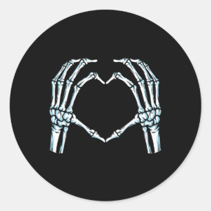 Skeleton Hands Heart Sign Retro Halloween Costuum Ronde Sticker