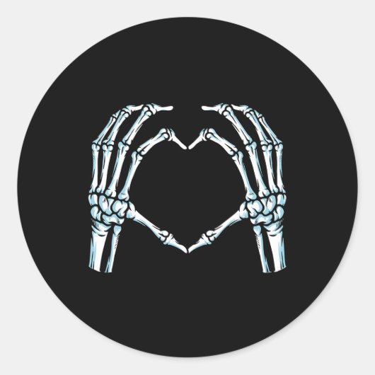 Skeleton Hands Heart Sign Retro Halloween Costuum Ronde Sticker (Voorkant)