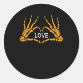 Skeleton Hands Heart Sign Retro Halloween Costuum Ronde Sticker (Voorkant)