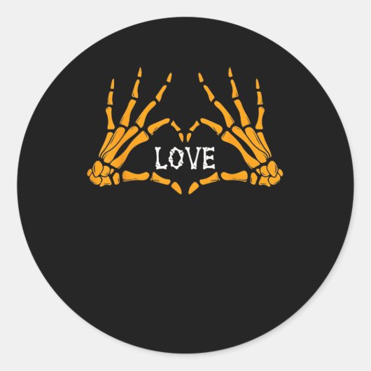 Skeleton Hands Heart Sign Retro Halloween Costuum Ronde Sticker (Voorkant)
