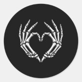 Skeleton Hands Heart Sign Retro Halloween Costuum Ronde Sticker (Voorkant)