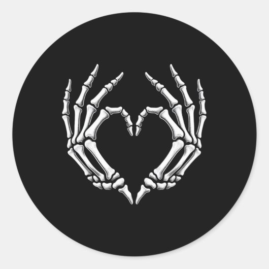Skeleton Hands Heart Sign Retro Halloween Costuum Ronde Sticker (Voorkant)