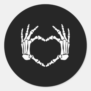 Skeleton Hands Heart Sign Retro Halloween Costuum Ronde Sticker