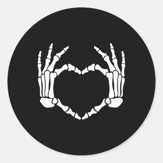 Skeleton Hands Heart Sign Retro Halloween Costuum Ronde Sticker (Voorkant)