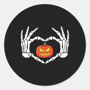 Skeleton Hands Heart Sign Retro Halloween Costuum Ronde Sticker