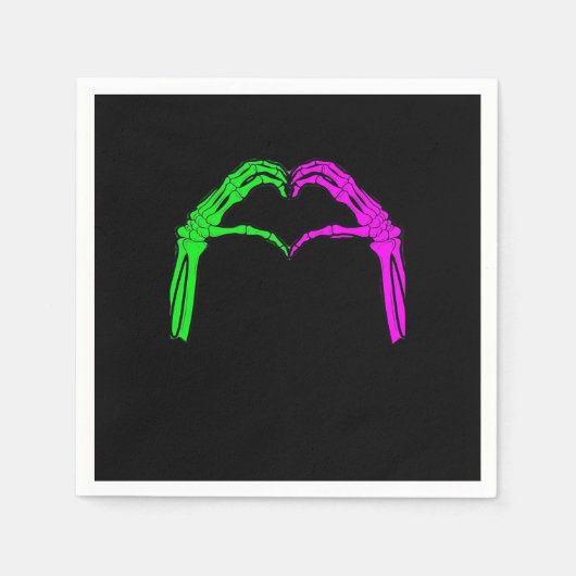 Skeleton Hands Heart Sign Retro Halloween Costuum Servet (Voorkant)