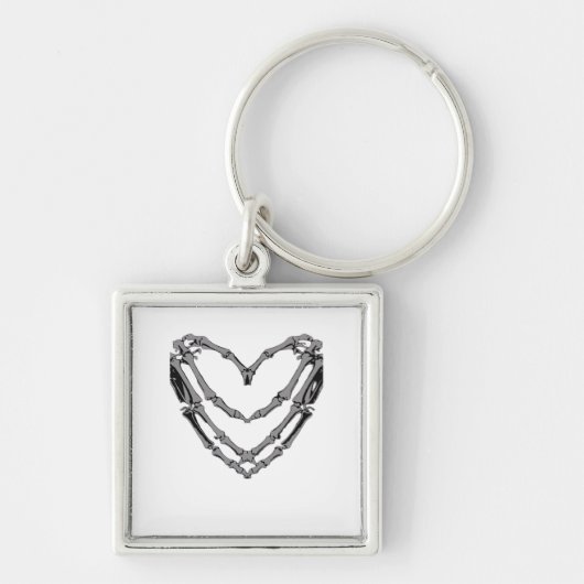 Skeleton Hands Heart Sign Retro Halloween Costuum Sleutelhanger (Voorkant)