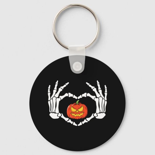 Skeleton Hands Heart Sign Retro Halloween Costuum Sleutelhanger (Voorkant)