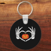 Skeleton Hands Heart Sign Retro Halloween Costuum Sleutelhanger (Voorkant)