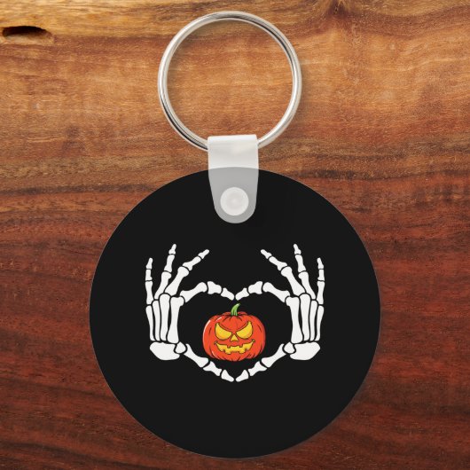 Skeleton Hands Heart Sign Retro Halloween Costuum Sleutelhanger (Voorkant)