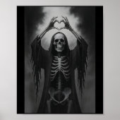 Skeleton Hands Heart Sign Scary Face Funny Hallowe Poster (Voorkant)