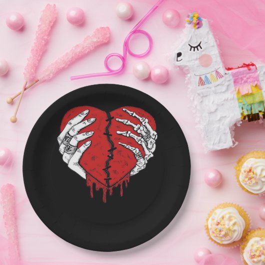 Skeleton Hands Hearts Classic Trending Papieren Bordje (Feest)