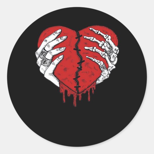 Skeleton Hands Hearts Classic Trending Ronde Sticker (Voorkant)