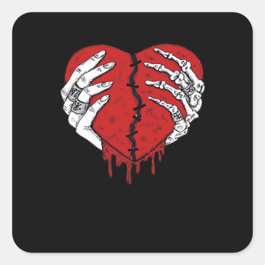 Skeleton Hands Hearts Classic Trending Vierkante Sticker (Voorkant)