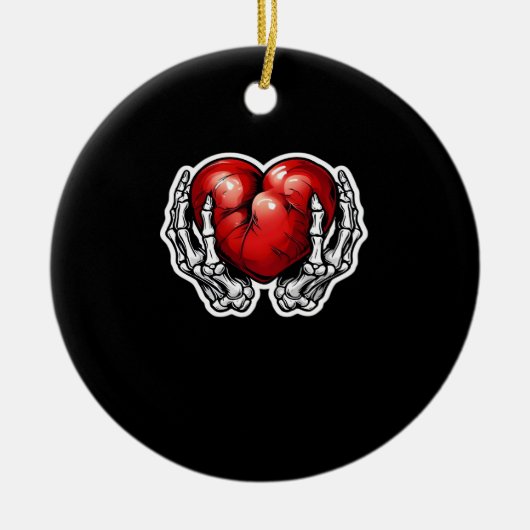 Skeleton Hands Hearts - Schattigee Halloween Keramisch Ornament (Voorkant)