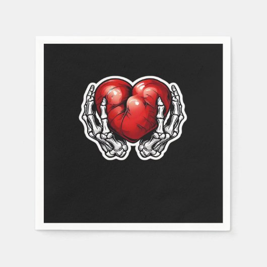 Skeleton Hands Hearts - Schattigee Halloween Servet (Voorkant)