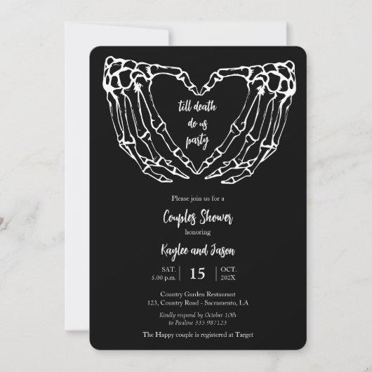 Skeleton Hands Herfst Couples Shower Invitation Kaart (Voorkant)