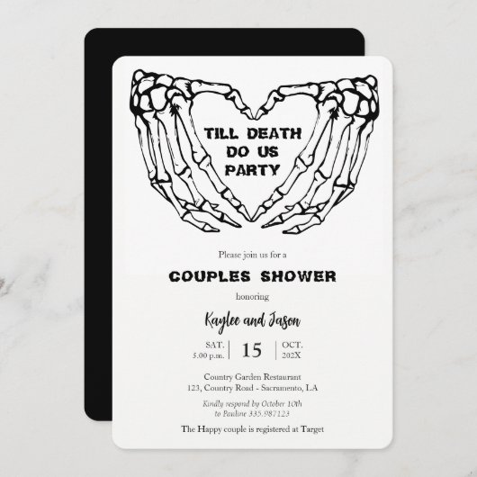 Skeleton Hands Herfst Couples Shower Invitation Kaart (Voorkant / Achterkant)