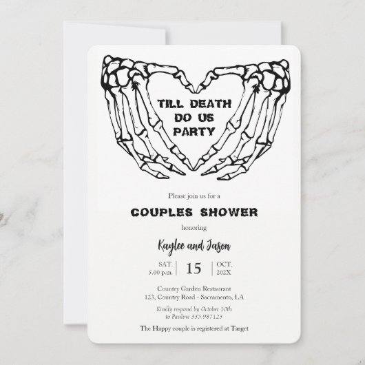 Skeleton Hands Herfst Couples Shower Invitation Kaart (Voorkant)
