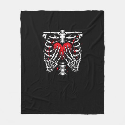 Skeleton Hands Holding Heart Halloween Kostuum Fun Fleece Deken (Voorkant)