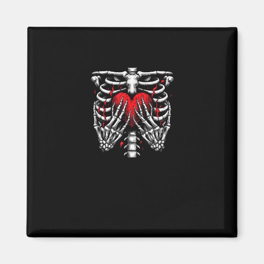 Skeleton Hands Holding Heart Halloween Kostuum Fun Magneet (Voorkant)