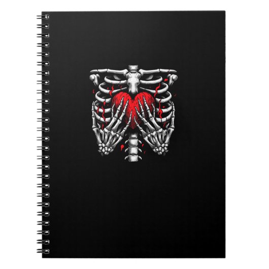 Skeleton Hands Holding Heart Halloween Kostuum Fun Notitieboek (Voorkant)
