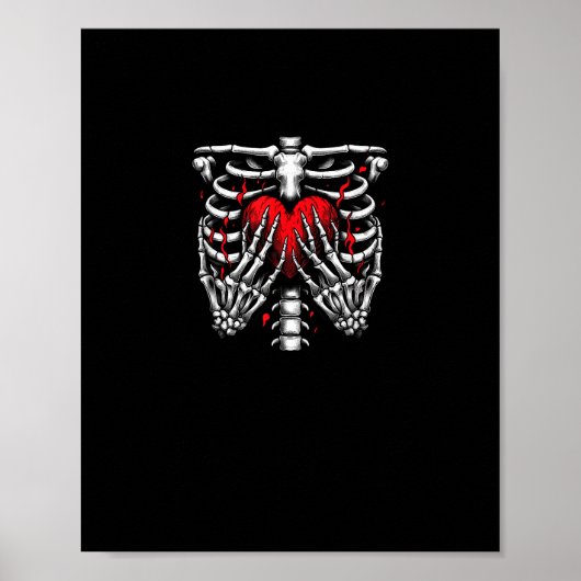 Skeleton Hands Holding Heart Halloween Kostuum Fun Poster (Voorkant)