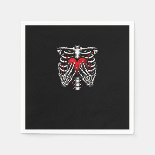 Skeleton Hands Holding Heart Halloween Kostuum Fun Servet (Voorkant)
