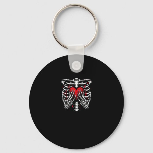 Skeleton Hands Holding Heart Halloween Kostuum Fun Sleutelhanger (Voorkant)