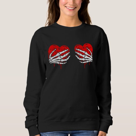 Skeleton Hands On Chest Funny Valentines Day Women Trui (Voorkant)