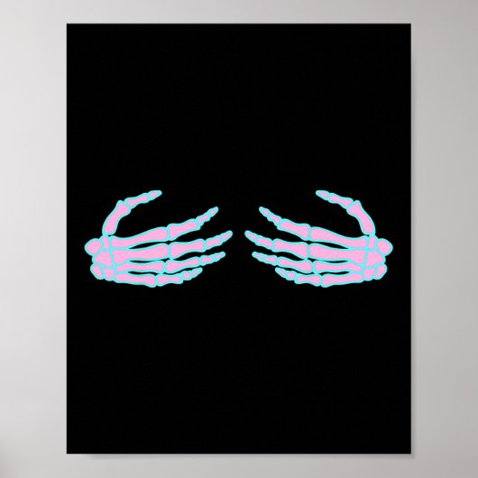 Skeleton Hands On S Breast  Poster (Voorkant)
