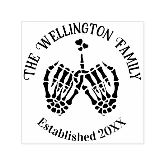 Skeleton Hands Pinky Swear #2 Familienaam Datum ES Zelfinktende Stempel (Design)