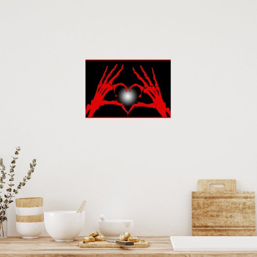 Skeleton Hands Red Heart Poster (Keuken)
