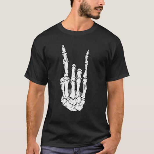 Skeleton Hands Rock N Roll Music Heavy Rock T-shirt (Voorkant)