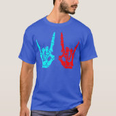 Skeleton Hands Rock Sign Music Lovers Halloween gi T-shirt (Voorkant)