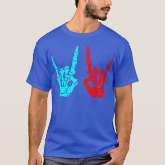 Skeleton Hands Rock Sign Music Lovers Halloween gi T-shirt