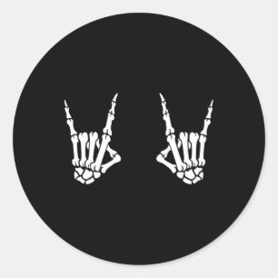Skeleton Hands Rocker Rock On Rock Star Ronde Sticker