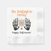 Skeleton Hands Spiderweb Initiaal Naam Halloween # Servet (Voorkant)