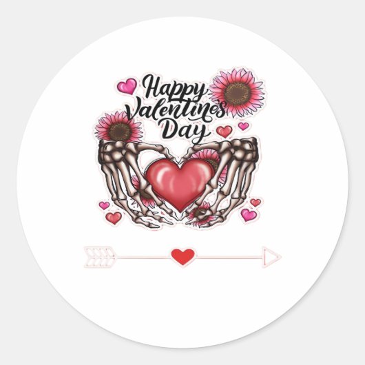 Skeleton Hands Valentijnsdag Classic Ronde Sticker (Voorkant)