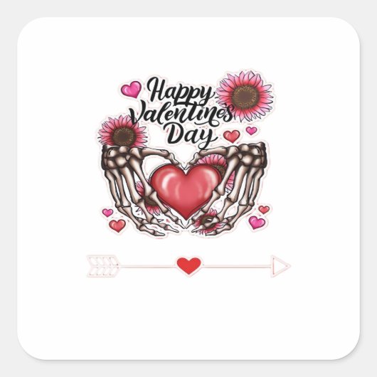 Skeleton Hands Valentijnsdag Classic Vierkante Sticker (Voorkant)