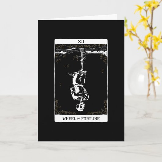 Skeleton Hanged Man Tarot Kaart (Gele Bloem)