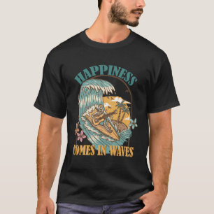 Skeleton Happiness Komt In Waves Zomersurfen V T-shirt